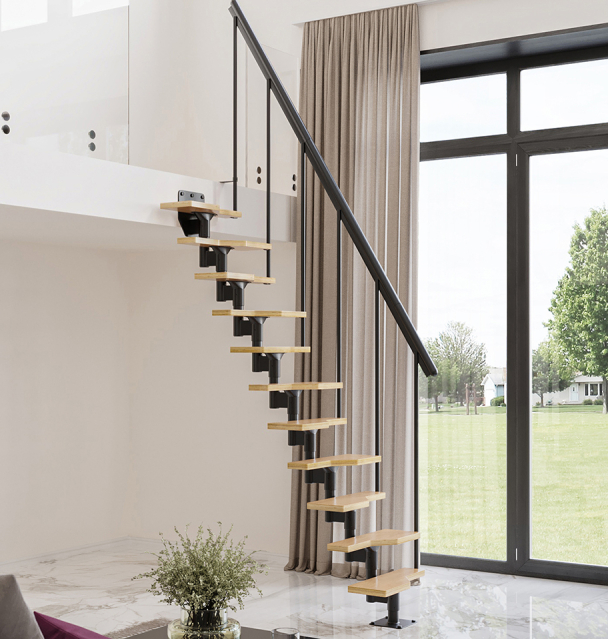 Staircase ATLANTA Black (RAL 9005) + beech treads