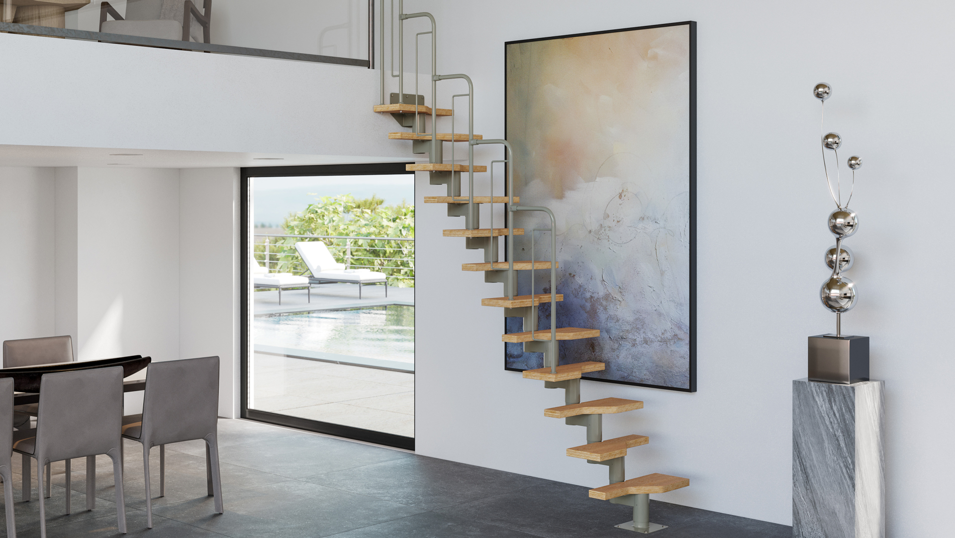 Staircase GRAZ Grey, RAL 9007
