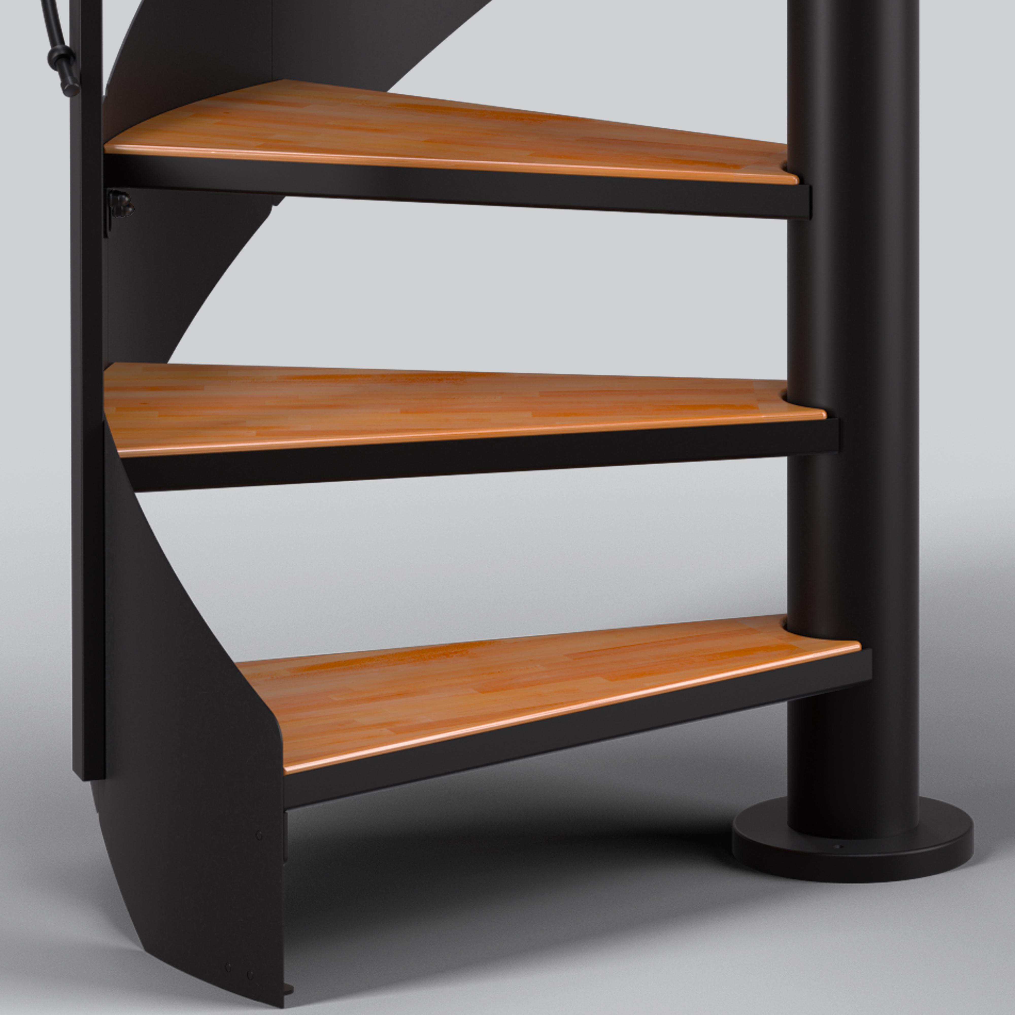 DOLLE Spiral staircase in black structure and wooden treads