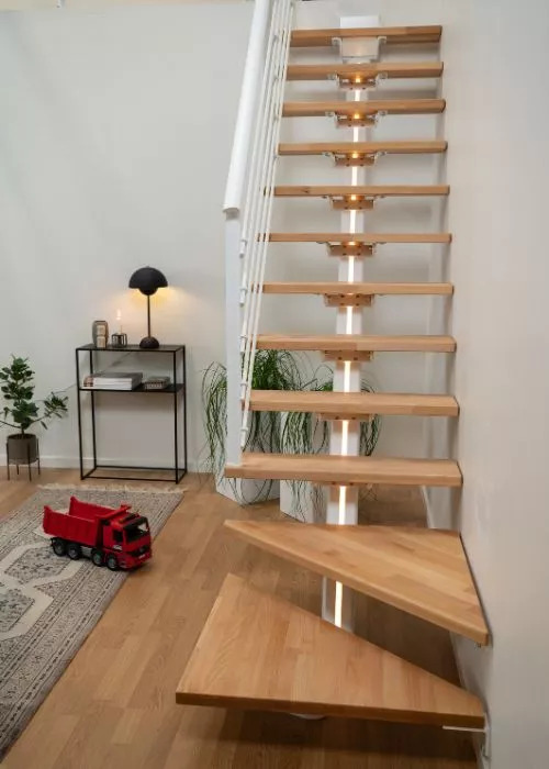 Modularno stopnišče Sydney stopnišče z vgrajeno LED razsvetljavo, zdravljenje 1/4